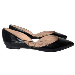 Sam Edelman Rodney Dorsay Black Patent Pointed Toe Flats Women 6M Preppy Classic